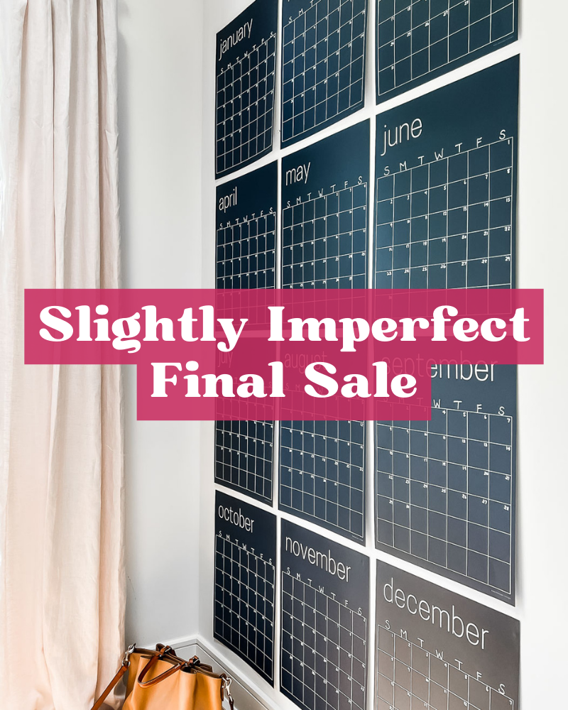 Slightly Imperfect Reusable Large Wall Calendar in Navy Blue- Save 50% with code IMPERFECT