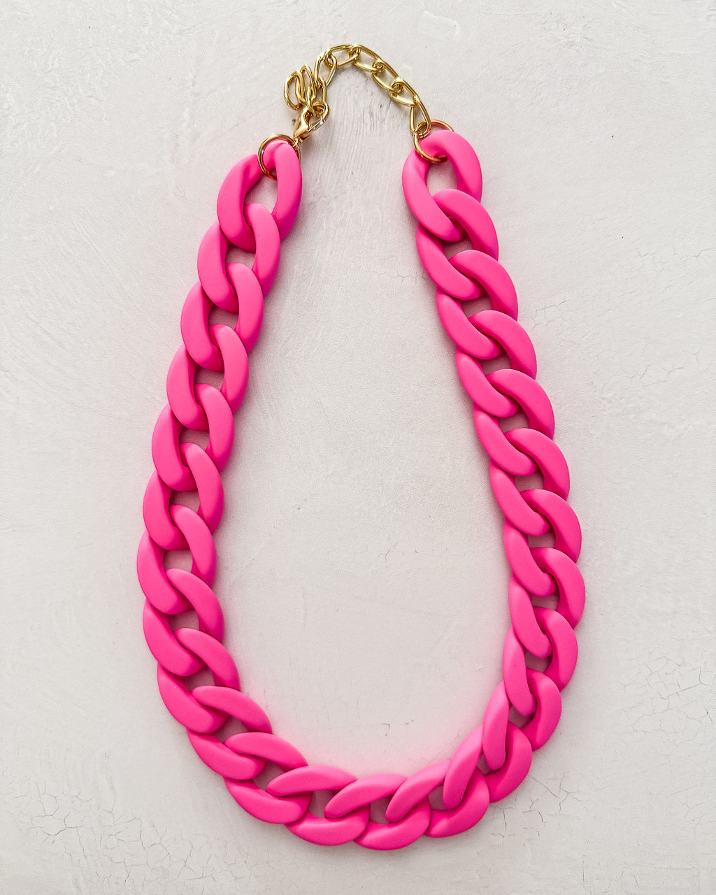 Pink Bold Acrylic Link Statement Necklace