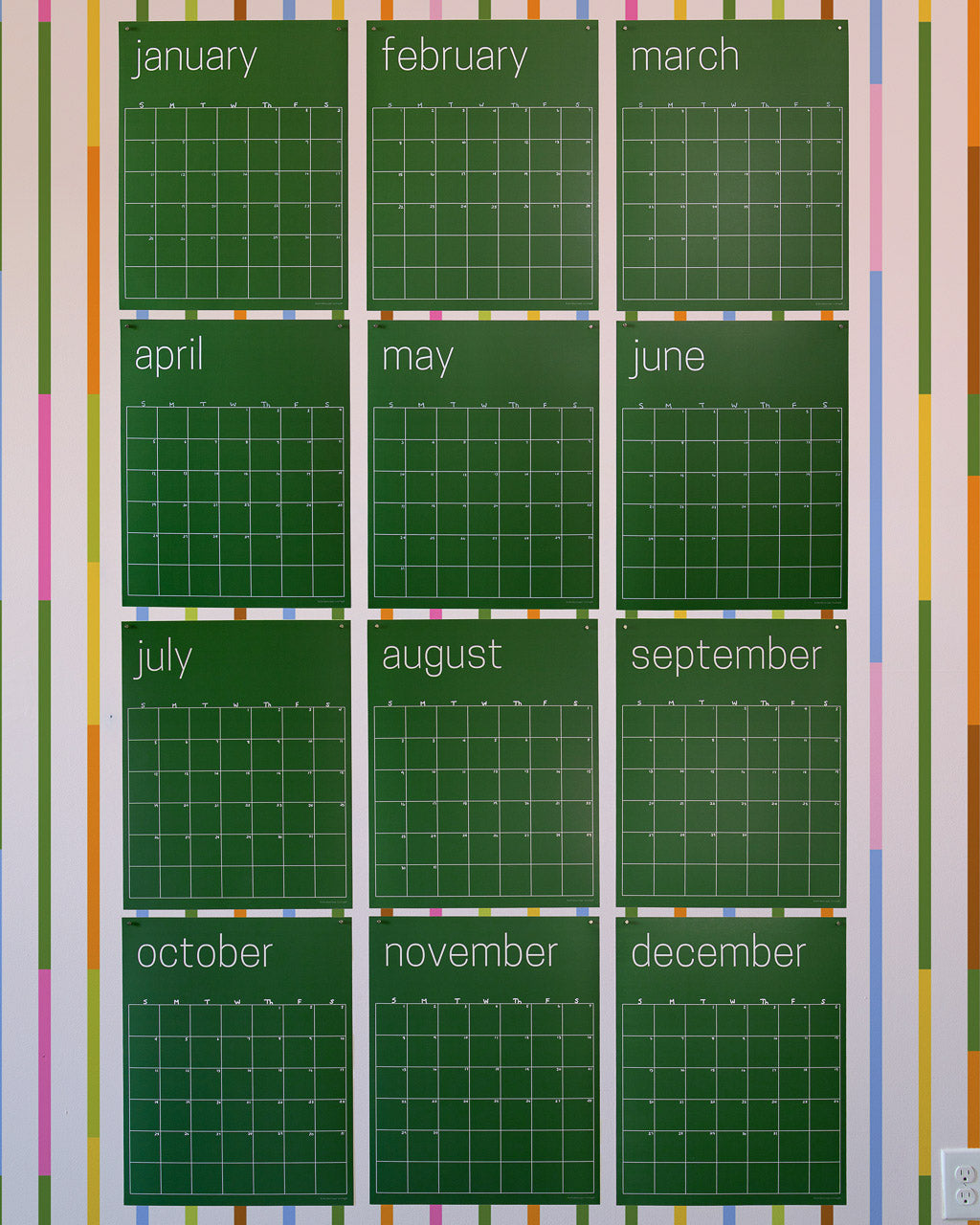 Reusable Large Wall Calendar in Green | 16 x 20 inches | Undated
