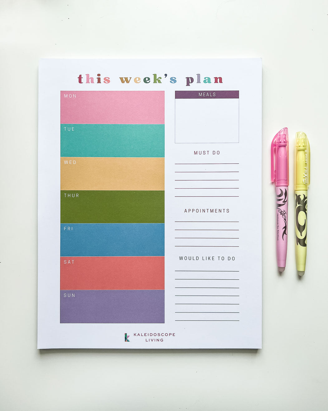 Colorful Weekly Planner Notepad