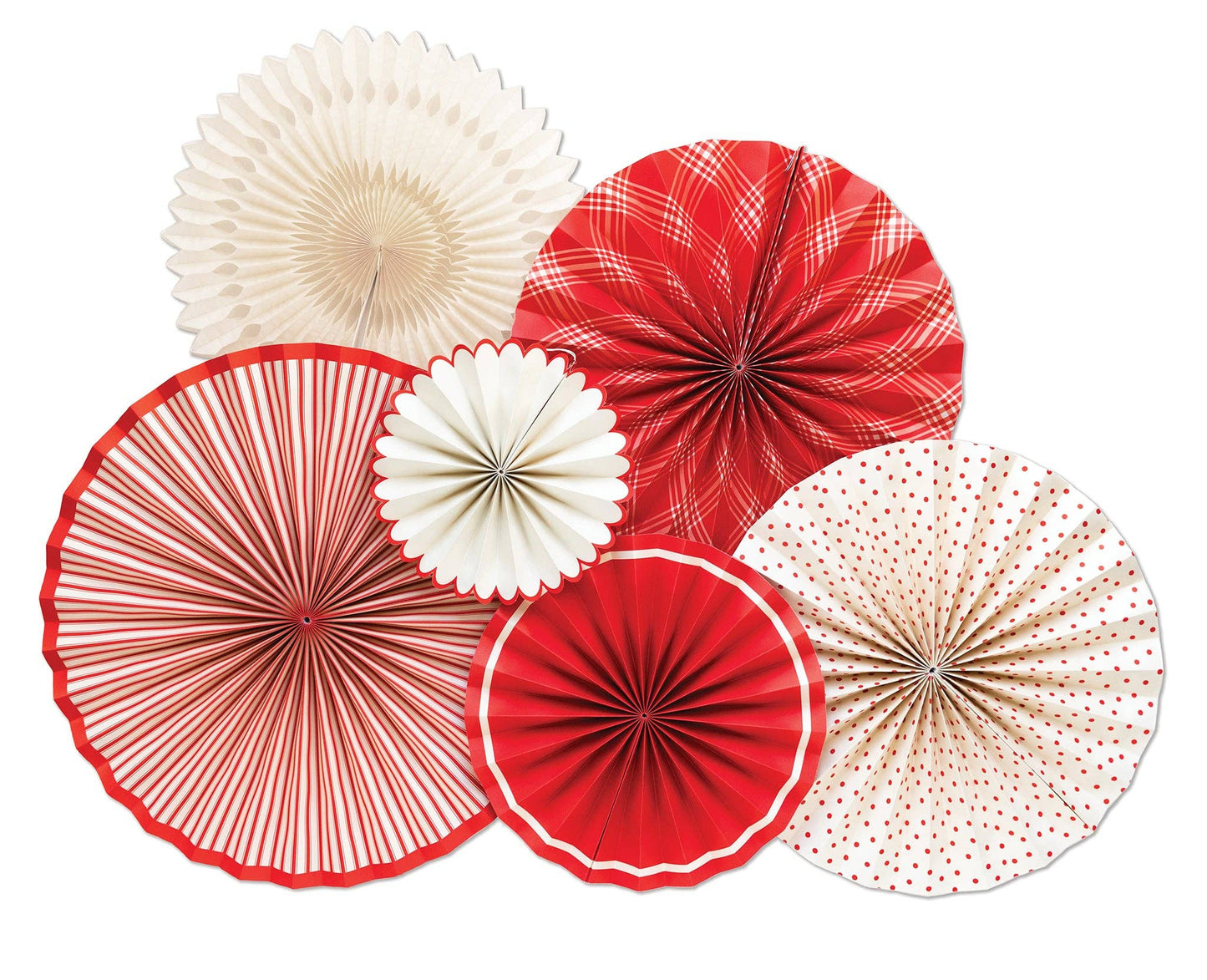 Red and Cream "Believe" Party Fans (set of 6)