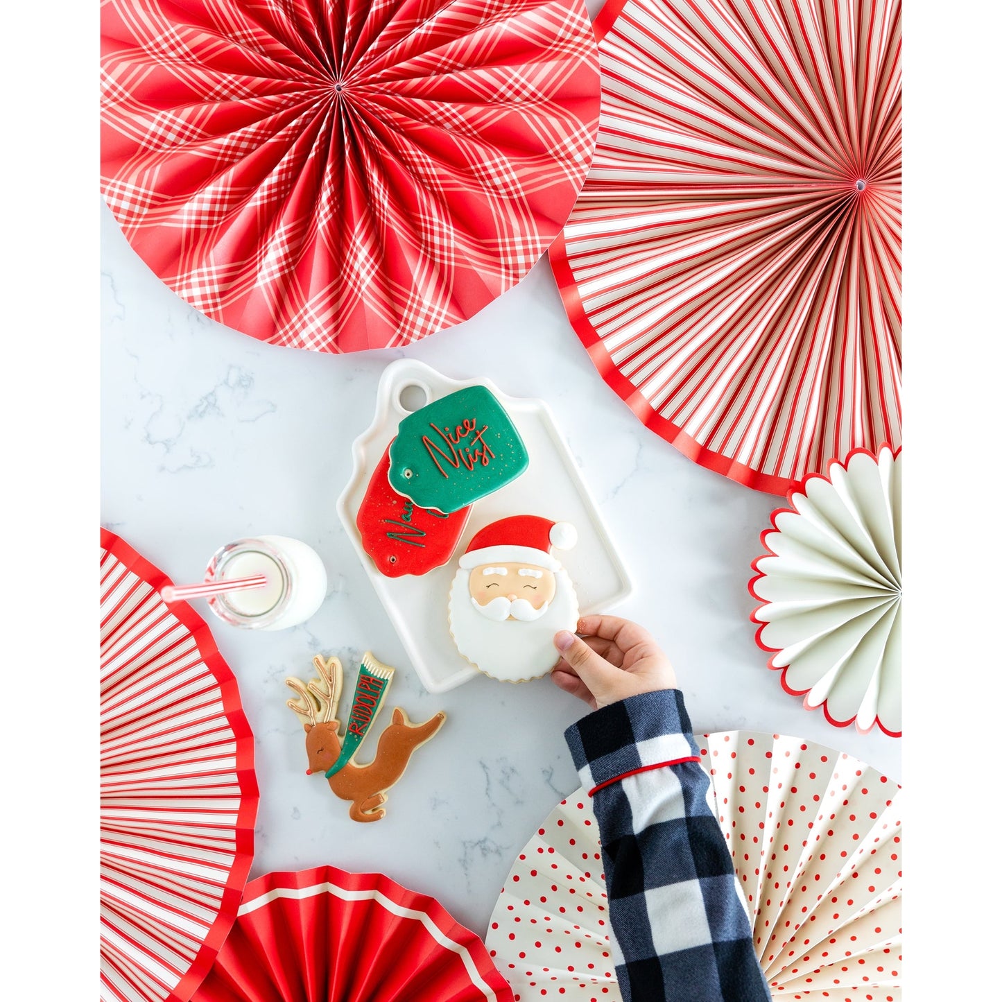 Red and Cream "Believe" Party Fans (set of 6)