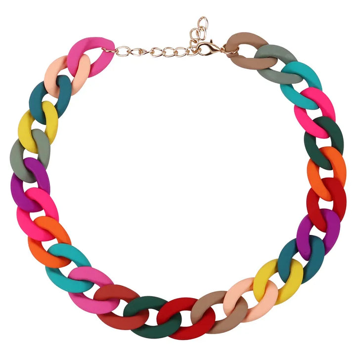 Colorful Acrylic Chain Necklace- Deep Colors