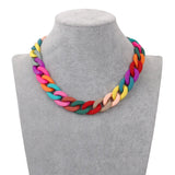 Colorful Acrylic Chain Necklace- Deep Colors
