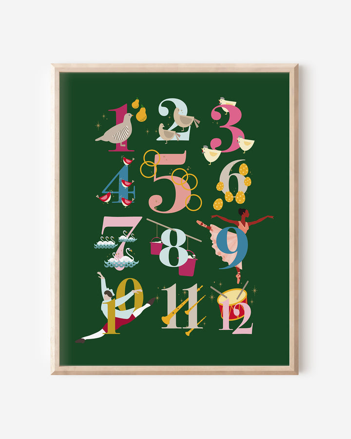 12 Days of Christmas Art Print (11 x 14 inches)