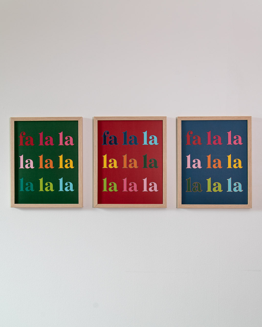 Colorful Fa La La Art Print - Green Background (11 x 14 inches)