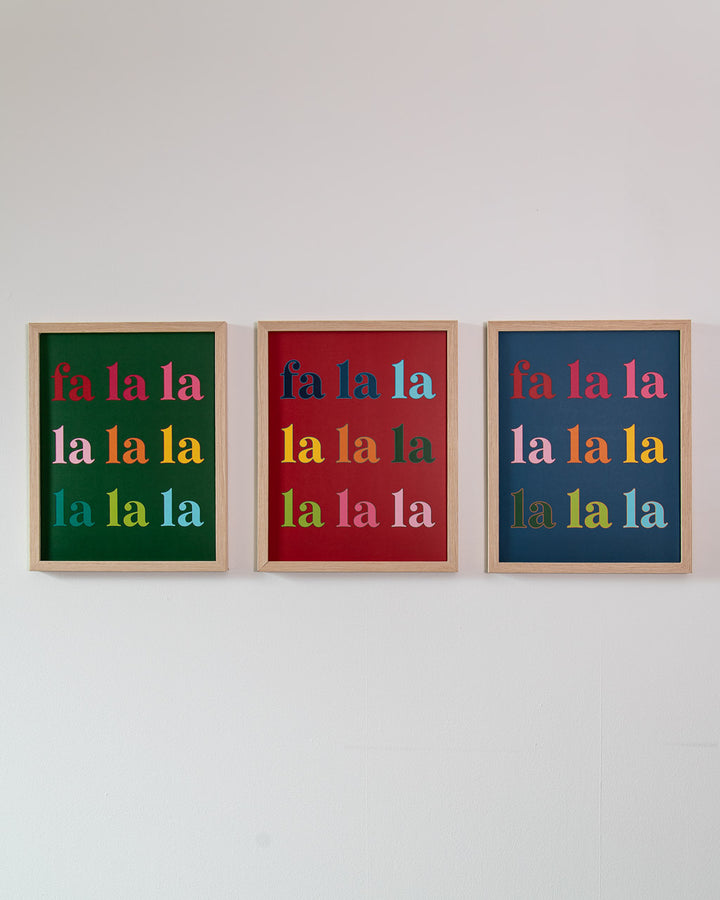 Colorful Fa La La Art Print - Green Background (11 x 14 inches)