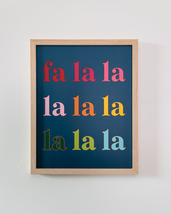 Colorful Fa La La Art Print - Blue Background (11 x 14 inches)