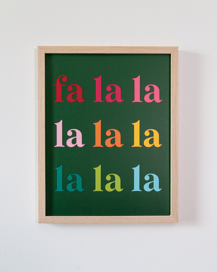 Colorful Fa La La Art Print - Green Background (11 x 14 inches)