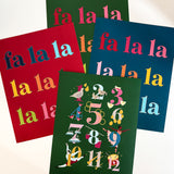 Colorful Fa La La Art Print - Green Background (11 x 14 inches)
