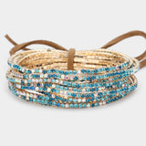 Blue Rhinestone Stretch Bracelets (Set of 12)