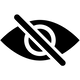 Black eye symbol with a line through it on a white background