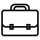 Simple black outline icon of a briefcase
