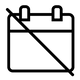 Calendar icon with a diagonal line through it on a white background