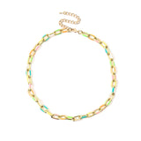 Rainbow Enamel Chain Necklace
