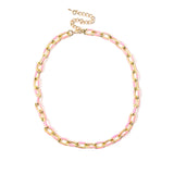 Pink Enamel Chain Necklace
