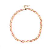 Coral Enamel Chain Necklace