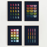 Colorful Laundry Room Art Printable Bundle | 4 Designs |  Navy Background
