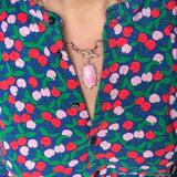 Pink Oval Pendant Toggle Necklace