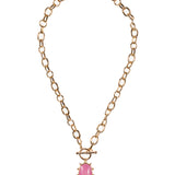Pink Oval Pendant Toggle Necklace