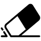 Black icon of an eraser erasing a black line