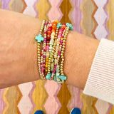 Set of 3 Beaded Rainbow Stretch Bracelets