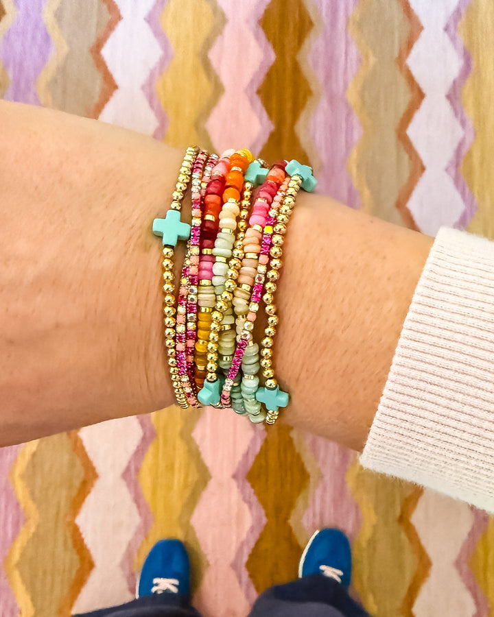 Pink Rhinestone Stretch Bracelets (Set of 12)