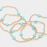 Turquoise Cross Charms Beaded Bracelets (Set of 5)