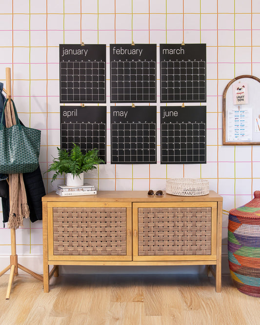 Reusable Large Wall Calendar in Black | 16 x 20 inches | Undated
