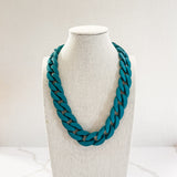 Teal Blue Bold Acrylic Link Statement Necklace