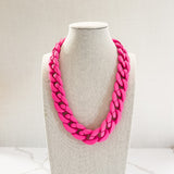 Pink Bold Acrylic Link Statement Necklace