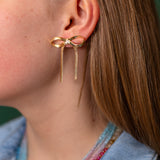 Herringbone Chain Bow Earrings