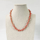 Coral Enamel Chain Necklace