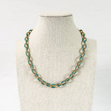 Turquoise Enamel Chain Necklace
