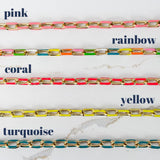 Coral Enamel Chain Necklace
