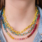 Yellow Enamel Chain Necklace
