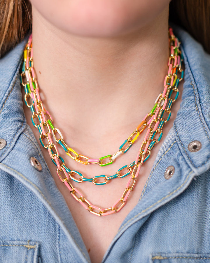 Enamel Chain Necklace (5 Color Options)