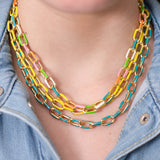 Yellow Enamel Chain Necklace