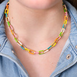 Rainbow Enamel Chain Necklace