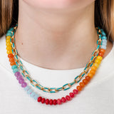 Turquoise Enamel Chain Necklace