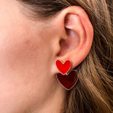 Red Enamel Heart Drop Earrings