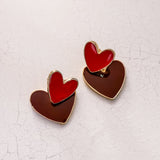 Red Enamel Heart Drop Earrings