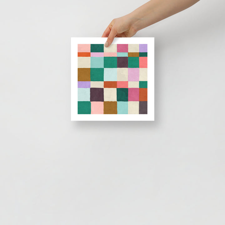 Colorful Checkerboard Abstract Art Print