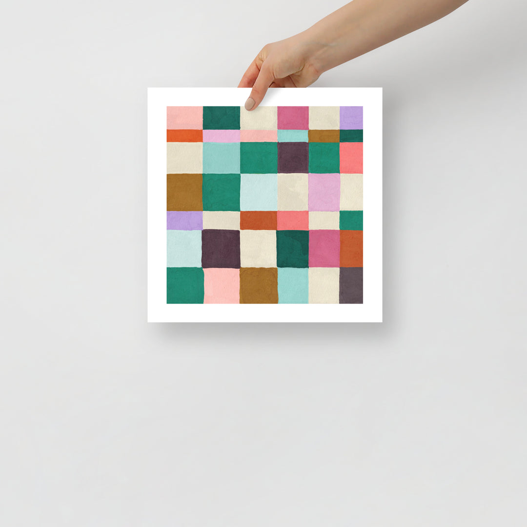 Colorful Checkerboard Abstract Art Print