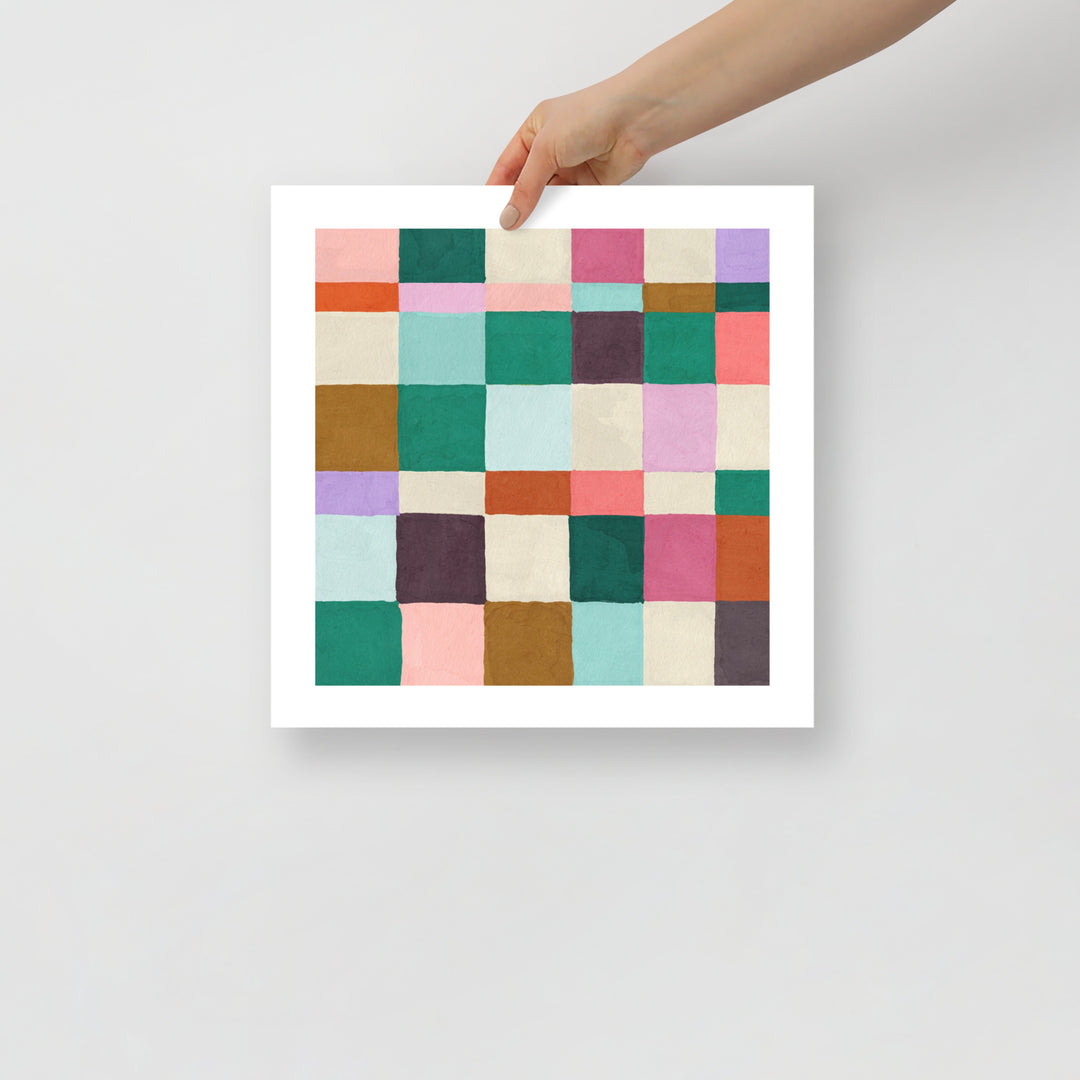 Colorful Checkerboard Abstract Art Print