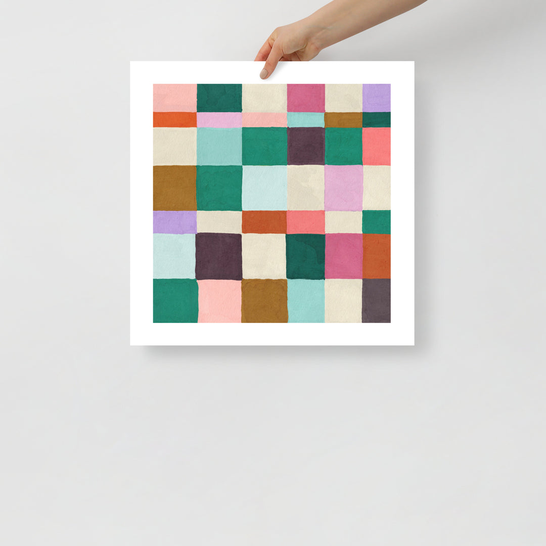 Colorful Checkerboard Abstract Art Print