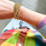 Gold Ball Beaded Stretch Bracelet Set (Set of 5)