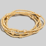 Gold Heart Charms Beaded Bracelet (Set of 5)