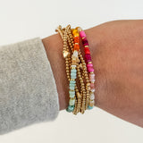 Gold Heart Charms Beaded Bracelet (Set of 5)