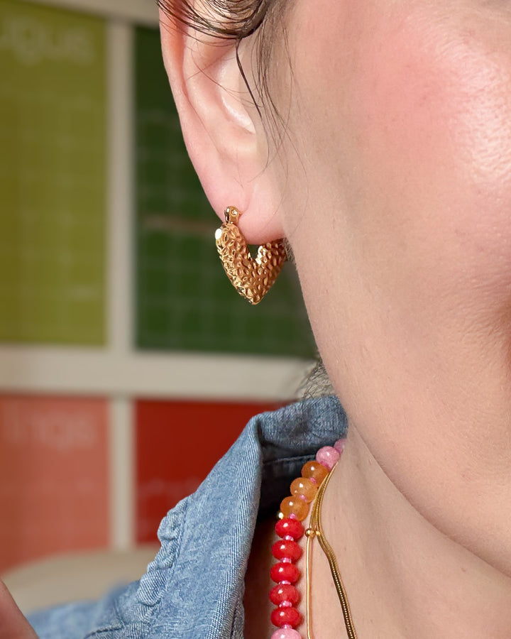 Hammered Every Day Heart Earrings